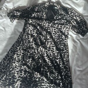 DKNY Black and White Animal Print Dress